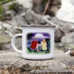 Gepersonaliseerde Life Is Better Around The Campfire Night Camping Family Couple with Kid Emaille Mok Anniversary Gift