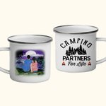Gepersonaliseerde Camping Partners For Life 11oz Familie Camping Emaille mok voor buiten en binnen Kerstmis Gift Thanksgiving Gift Verjaardag Gift