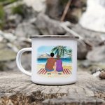 Personalisierte Let's Go Camping Strand Camping 11oz Familie Camping Emaille Becher langlebig für Outdoor-Wandern Backpacking Reisen