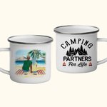 Taza esmaltada personalizada Camping Partners For Life Beach Camping Family Regalo de aniversario duradero Regalo de San Valentín