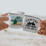 Taza esmaltada personalizada Camping Partners For Life Beach Camping Family Regalo de aniversario duradero Regalo de San Valentín