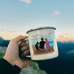 Personalisierte Home Is Where We Park It Family Travel Emaille Becher Leichtgewicht für Suppe Tee Kaffee und heiße Schokolade Jahrestag Geschenk