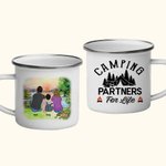 Taza esmaltada de viaje personalizada Camping Partners For Life Sunrise para sopa, té, café y chocolate caliente Regalo de aniversario