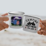 Gepersonaliseerde Camping Partners For Life 11oz Familie Camping Emaille mok voor buiten en binnen Kerstmis Gift Thanksgiving Gift Verjaardag Gift