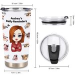 Personalisierte tägliche Erinnerungen Worte 20oz Tumbler Geburtstag Geschenk zurück zu Schule Geschenk für heiße und kalte Getränke
