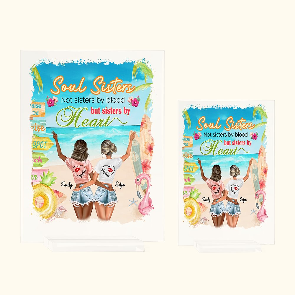 Plaque Acrylique Personnalisée Âmes Sœurs Pas Sœurs de Sang Mais Sœurs de Coeur Plaque Acrylique Besties House Warming Gift