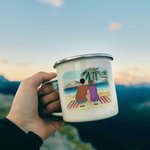 Personalisierte Let's Go Camping Strand Camping 11oz Familie Camping Emaille Becher langlebig für Outdoor-Wandern Backpacking Reisen