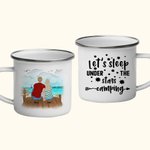 Taza esmaltada personalizada Let's Sleep Under The Stars Camping 11oz Family para camping picnic oficina uso doméstico