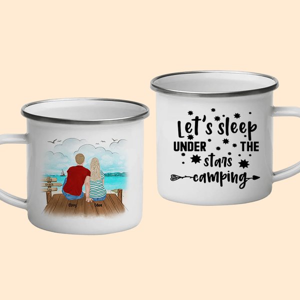 Let's Sleep Under the Stars Camping Enamel Mug
