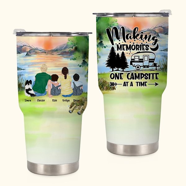 Personalisierte Familie und Haustiere Camping zusammen 30oz Becher für heiße und kalte Getränke Jahrestag Geschenk Geburtstagsgeschenk