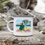 Taza esmaltada personalizada Camping Partners For Life Beach Camping Family Regalo de aniversario duradero Regalo de San Valentín
