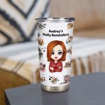 Personalisierte tägliche Erinnerungen Worte 20oz Tumbler Geburtstag Geschenk zurück zu Schule Geschenk für heiße und kalte Getränke