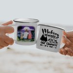 Tasse en émail personnalisée Making Memories One Campsite At A Time Family Camping pour la randonnée en plein air Backpacking Travel Valentine's Day G