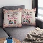 Personalized Better LIfe WIth My Bestie Garden Leisure Time Throw Pillow Cover Bestie Gift Bedroom Decor