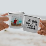 Taza esmaltada personalizada Let's Sleep Under The Stars Camping 11oz Family para camping picnic oficina uso doméstico