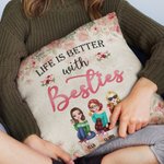 Personalized Better LIfe WIth My Bestie Garden Leisure Time Throw Pillow Cover Bestie Gift Bedroom Decor