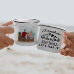 Gepersonaliseerde Adventure Is Out There Let's Find It 11oz Familie Camping Emaille mok met handvat Draagbare gemakkelijk schoon te maken Camping Gift
