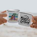 Personalisierte Let's Go Camping Strand Camping 11oz Familie Camping Emaille Becher langlebig für Outdoor-Wandern Backpacking Reisen