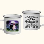 Personalised Adventure Is Out There Let's Find It 11oz Night Family Camping Enamel Mug with Handle Portable Lightweight Easy Clean Birthday Gift