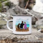 Personalisierte Home Is Where We Park It Family Travel Emaille Becher Leichtgewicht für Suppe Tee Kaffee und heiße Schokolade Jahrestag Geschenk