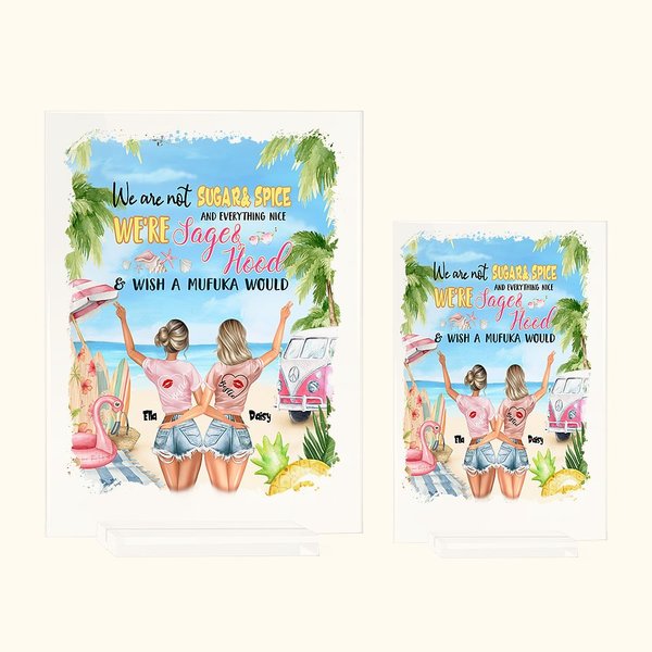 Personalized We Are Not Sugar and Spice and Everything Nice Acrylic Plaque Besties Friendship Gift