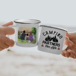 Taza esmaltada de viaje personalizada Camping Partners For Life Sunrise para sopa, té, café y chocolate caliente Regalo de aniversario