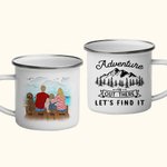 Gepersonaliseerde Adventure Is Out There Let's Find It 11oz Familie Camping Emaille mok met handvat Draagbare gemakkelijk schoon te maken Camping Gift