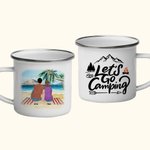Personalisierte Let's Go Camping Strand Camping 11oz Familie Camping Emaille Becher langlebig für Outdoor-Wandern Backpacking Reisen