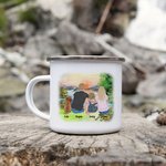 Personalisierte Abenteuer ist da draußen finden wir es Sonnenaufgang Familie Emaille Becher tragbar für Familie Versammlung Freund Party Camping Pickn