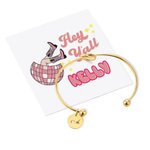 Personalizada Estilo Disco Tie The Knot Pulsera Grabado con Inicial Regalo de Fiesta de Novia Regalo de Novia para Boda con Tarjeta