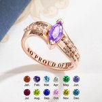 Personalized Birthstone Ring with Zircon Class of 2025 Engraved Mementos Jewelry Graduation Gift for Women