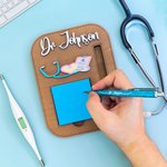 Personalized Stethoscope Design Sticky Note Wooden Holder with Pen Slot Appreciation Graduation Gift for Nurse Doctor Medical Worker
