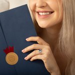 Personalized Birthstone Ring with Zircon Class of 2025 Engraved Mementos Jewelry Graduation Gift for Women