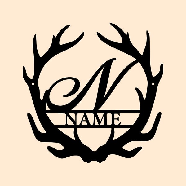 Panneau en Métal Art Mural Personnalisé avec Nom et Lettre Cadeau Noël Fête des Pères pour Lui Chasseur