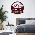 Personalisierte Wand Kunst Bär Monogramm Bär Metallschild mit Namen Jagd Geschenk für Mann Farther Großvater