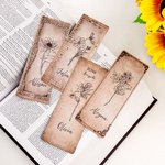 Personalized Birth Flower Bookmark with Name Christmas Gift for Book Lover Grandma Best Friend Student