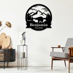 Personalisierte Wand Kunst Bär Monogramm Bär Metallschild mit Namen Jagd Geschenk für Mann Farther Großvater