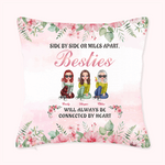 Personalized Soul Bestie Besties Will Always Be Connected By Heart Throw Pillow Cover  Gift for Best Friend Sofa Decor