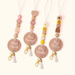 Cordino personalizzato per insegnanti Boho Cordino con perline Faccia sorridente margherita arcobaleno con nome Regalo di apprezzamento per insegnanti