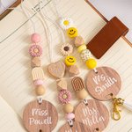 Cordino personalizzato per insegnanti Boho Cordino con perline Faccia sorridente margherita arcobaleno con nome Regalo di apprezzamento per insegnanti