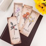 Personalized Birth Flower Bookmark with Name Christmas Gift for Book Lover Grandma Best Friend Student