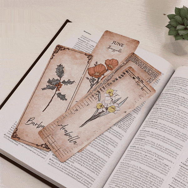 Personalized Birth Flower Bookmark with Name Christmas Gift for Book Lover Grandma Best Friend Student