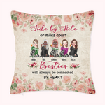 Personalised Besties Will Always Be Connected By Heart Vintage Rose Background Throw Pillow Cover Birthday Gift Sofa Decor