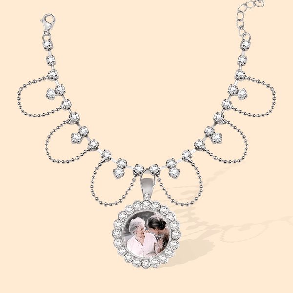 Henkilökohtainen Bridal Anklet kanssa Photo Text Charm Säädettävä nilkka rannesormus Memorial Anklet Hääkimppu Accessory Dainty Memorial Korut