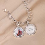 Henkilökohtainen Bridal Anklet kanssa Photo Text Charm Säädettävä nilkka rannesormus Memorial Anklet Hääkimppu Accessory Dainty Memorial Korut