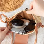 Sac de Paille Personnalisé avec Monogramme Sac avec Bandoulière en Cuir Accessoire de Voyage Vacances d'Été à la Plage Cadeau pour Femme