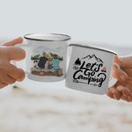Personalized Let's Go Camping Enamel Mug Camping Tea Cup with Handle Hot or Cold Liquids for Family Gathering Party Camping Picnic Fishing