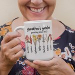 Personalized Birth Month Flower Mug Garden Coffee Cup Gift for Mom Grandma Grandparent Family Keepsake