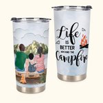 Personalizzato Family Life Is Better Around The Campfire 20 oz Tumbler Holiday per bevande calde e fredde