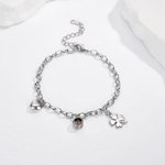 Gepersonaliseerde Vierbladige Klaver Foto Projectie Armband Vrouwen Armband met Ik hou van je in 100 talen Cadeau voor haar Herdenkingscadeau Verjaard